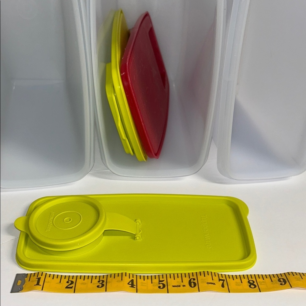 Tupperware Frosted Containers with Red and Green Lids - Picture 5 of 9